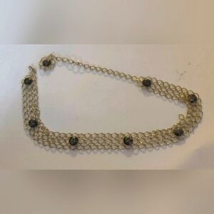 Vintage Gold Chain Belt With Charcoal Stones